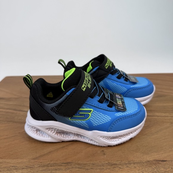 New Little Kids Skechers S-Lights Meteor Lights Krendox Blue Sneakers Size 7 C - Picture 3 of 7